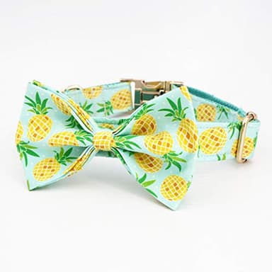 Pineapple Dog Collar with Bow, Dog Bow Collar,Wedding Dog Collar (XS) - Image 7