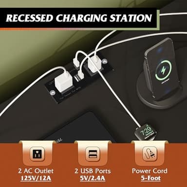 WLIVE Black TV Stand for 45, 50, 55 inch TV, Entertainment Center with LED Lights & Charging Station, TV Media Console Table with 8 Fabric Drawers and Open Shelves for Living Room, Hallway, Wood Top - Image 5