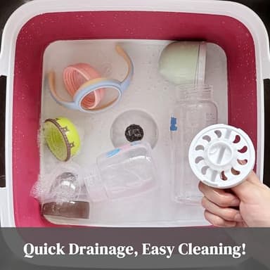 GIMWA Collapsible Wash Basin for Baby Bottles - 2.4 Gallons Portable Dish Basin for RV Camping Sink, Space-Saving Dish Tub For Bottle Washing (Viva Magenta) - Image 7