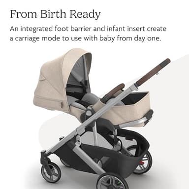 UPPAbaby Cruz V3 Stroller - from Birth + Car Seat Compatible - Full-Size, Reversible Seat - Infant Insert, Bug and Rain Shields Included - Declan (Oat Mélange/Silver Frame/Chestnut Leather) - Image 4