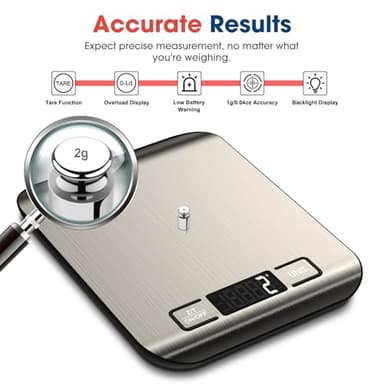 Mik-Nana Food Scale, 22lb Digital Kitchen Scale Weight Grams and Ounces for Baking Cooking Coffee Package Postage, 6 Units with Tare Function, LCD Display, Easy Clean Stainless Steel - Image 5