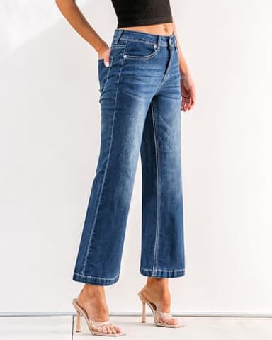GRAPENT Cute Fall Outfits Casual 90s Dark Blue Petite Jeans Women's Size L 12 14 - Image 3