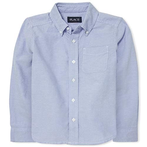The Children's Place,Long Sleeve Husky Button Down Shirt,LTBLUOXFRD,L (10H-12H) Light Blue