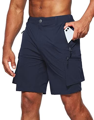 Pudolla Men's Hiking Cargo Shorts Quick Dry Outdoor Travel Shorts for Men with Multi Pocket for Fishing Camping Casual (Navy X-Large) - Image 1