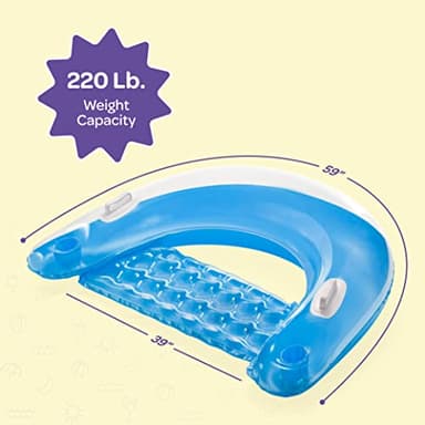 Pool Floats Adult [Set of 4] Inflatable Chair Floats with Cup Holders & Handles - Happy Colorful Pool Floaties - Pool Float Comes in 2 Fun Colors, Blue & Yellow, A Relaxing Floats for Swimming Pool. - Image 8