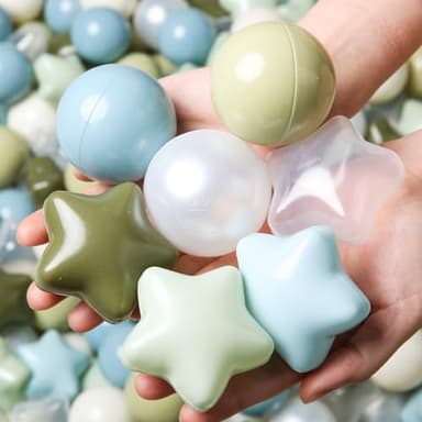 TRENDPLAY Star Ball Pit Balls 50 for Toddlers - Ball Pit Ball Shapes for Boys Girls Fun, Birthday Party, Christmas Decoration, Cream Colors Pink+Pearl White - Image 4