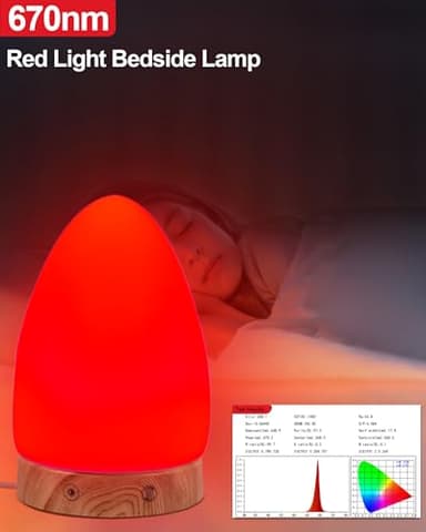 Red Light Night Light Lamp for Sleep, Red Nightlight Desk Lamp with 670nm Wavelength Multi-Color and Brightness Options Remote Control USB Charging Elegant Design - Image 2