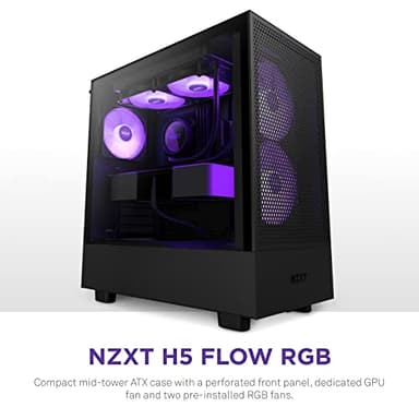 NZXT H510 Elite - CA-H510E-B1 - Premium Mid-Tower ATX Case PC Gaming Case - Dual-Tempered Glass Panel - Front I/O USB Type-C Port - Vertical GPU Mount - Integrated RGB Lighting - Black - Image 2