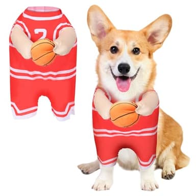 Creative.C Dog Basketball Player Costume with Ball, Red, Large - Image 8