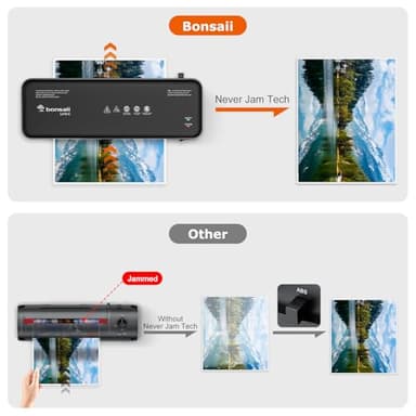 Bonsaii Laminator, 9 Inch Thermal Laminator Machine with Never Jam Technology for Doc/Posters/Photo, Personal Laminating Machine Simple Convenient for Home, Office and School Black - Image 3