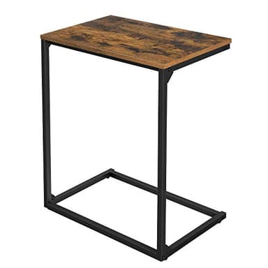 VASAGLE C Shape End Table, Small Coffee Table for Couch Or Sofa, Industrial Side Table in Living Room, Bedroom, 13.8 x 21.7 x 26 Inches, Rustic Brown and Black ULNT52BX - Image 1