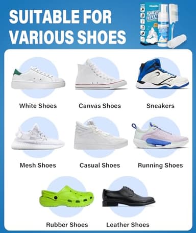 Shoe Cleaner Kit – 200ml White Sneaker & Trainer Cleaner with Brush & Microfibre Cloth – For Leather, Canvas, Knit, Boots, Rubber & Running Shoes - Image 6