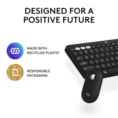 Logitech Pebble 2 Combo, Wireless Keyboard and Mouse, Quiet and Portable, Customizable, Logi Bolt, Bluetooth, Easy-Switch for Windows, macOS, iPadOS, Chrome - Black - Image 11