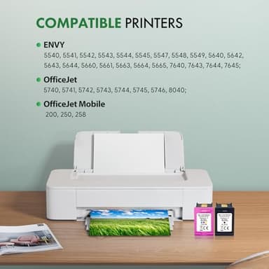 BKBKC Compatible 62XL Ink Cartridge Replacement for HP Envy 5540 5549 5640 5660 7640 OfficeJet Mobile 250 200 OfficeJet 5740 5741 8040, Black, Tri-color, 2-Pack - Image 2