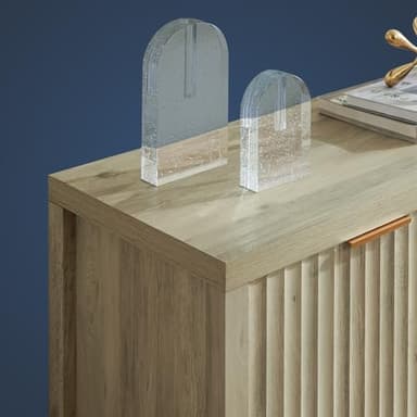 OAKHAM HOME Fluted Sideboard with Storage 4 Doors Buffet Cabinet Large Modern Credenza Accent Console Cabinets with Adjustable Shelves for Living Room Kitchen Hallway, Natural - Image 7