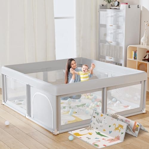Hiaksedt 50 x 50 inch Baby Playpen with Mat Small Playpen for Babies and Toddlers Baby Fence Playards - Image 1
