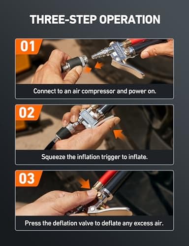 AstroAI T3 Heavy-Duty Tire Pressure Gauge with Inflator, Dual Head Chuck ANSI B40.1 Accurate Air Chuck with Pressure Gauge, 10-120 PSI, Compatible with 1/4" NPT Air Compressor - Image 6