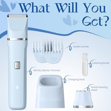 Electric Shaver for Women - Body Hair Trimmer Shaver for Women's Grooming, Wet & Dry Use Groomer, Dusk Razor for Women, Ladies Electric Razors for Legs, Female Trimmer for Private Area, Blue - Image 8