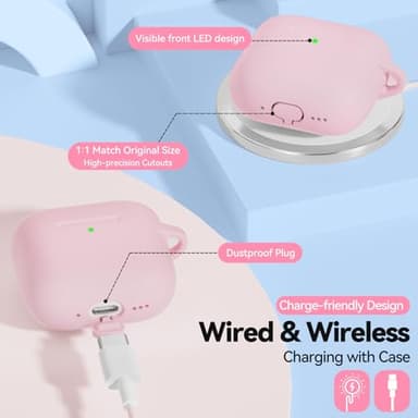 for AirPods 4 Case Pink with Cleaner Kit, TNSNK Soft Silicone Airpod 4 Case Compatible with Apple Airpods 4th Generation 2024 Case Cover with Keychain for Women Girly, Anti-Scratch, Drop Protection - Image 4