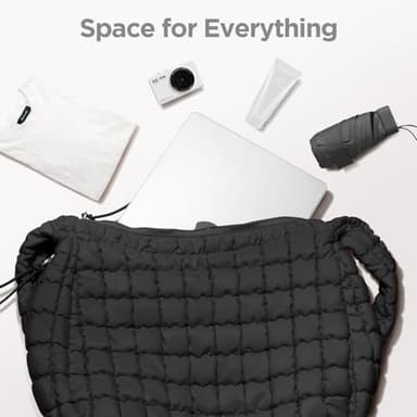 Puffer Tote Bag for Women Large Quilted Tote Bag Quilted Carryall Bag Soft Puffy Crossbody Bag Hobo Handbags Puff Purse - Image 4