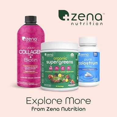 Zena Nutrition Liquid Collagen Peptides and Biotin, 2500mg Verisol Bioactive Collagen Peptides, 5000mcg Biotin, Hair, Skin, Nail Supplement for Women and Men, Mixed Berry, 60 Servings, 20.3 fl oz - Image 7