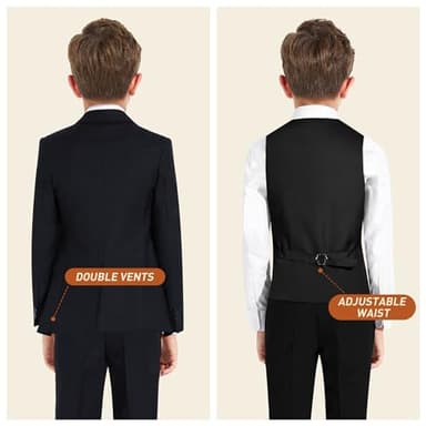 BOLADA Boys' Suit Black Husky Suits for Kids Formal Classic 4 Piece Big Boys Toddler Tuxedos Teen Youth Size 14 - Image 4