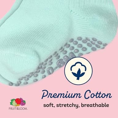 Fruit of the Loom Cotton Grip Socks for Baby and Toddler - Pink Pastel (4-5 Years) - Image 4