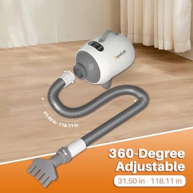 PUPIHOM Pet Hair Dryer,Dog Hair Blower for Professional or Home Grooming with Adjustable 9 Airflow & 9 Temperature,Pet Dryer with Smart Touchscreen,3 Nozzles, Low Noise, 2100W Quick Drying - Image 8