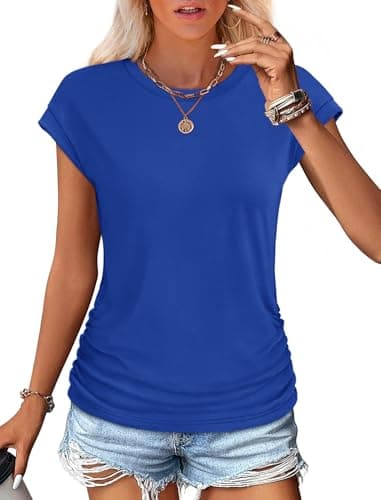Womens Clothes Summer 2025 Business Casual Tops Trendy Teacher Shirts Office Work Royal Blue M - Image 2