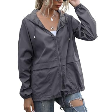 PESION Women's Rain Jacket Lightweight Hooded Windbreaker Waterproof Jackets with Pockets Medium - Image 1