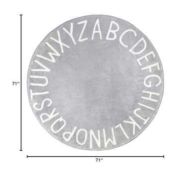 Topotdor Round Kids Play Rug Alphabet Nursery Area Rug Extra Large Soft Crawling Play Mat for Children Toddlers Bedroom (71 inch, Grey) - Image 3