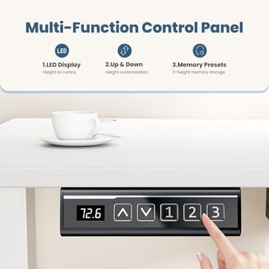 Sweetcrispy Electric Standing Desk Adjustable Height, 48x24 Inch Sit Stand Up Home Office Desks Computer Workstation PC Work Table with 3 Memory Preset Splice Wood Board Metal Frame, White - Image 7