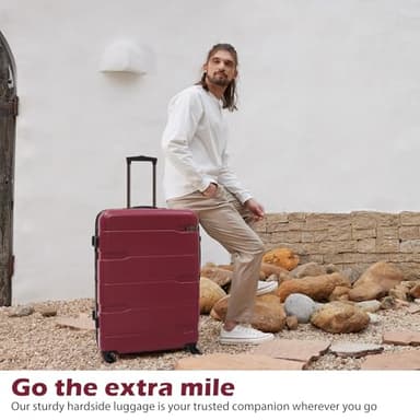 Coolife Luggage Expandable 3 Piece Sets PC+ABS Spinner Suitcase 20 inch 24 inch 28 inch (wine red., 3 piece set) - Image 6