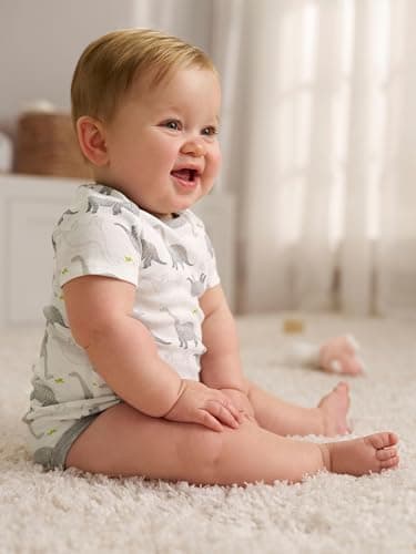 Simple Joys by Carter's Baby Boys' 6-Pack Short-Sleeve Bodysuit, Multicolor/Anchor/Dinosaur/Stripe/Whale, 0-3 Months - Image 8