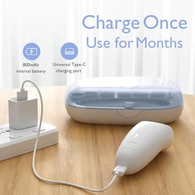 Momcozy Baby Nail File Electric, Gentle Baby Nail Trimmer Electric, Baby Nail Clipper with Night Light, 7 Grinding Head Replacement Pads, Blue - Image 5