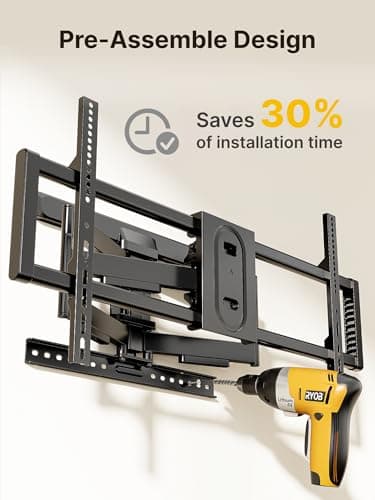 monTEK Full Motion TV Wall Mount for 43–95 Inch TVs, Pre-Assembled TV Mount with Tool-Free Tilt, Swivel, Extension, Max VESA 800 x 400mm and 132 lbs, 16″/18″ Wood Studs - Image 3