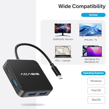 ACASIS USB C Hub 10Gbps, 6-in-1 Multiport Adapter with 4K 60Hz HDMI, 100W Power Delivery, USB A3.2 Data Port, USB C to HDMI Adapter for MacBook, Dell, Lenovo, Surface, iPad PRO, XPS(Black) - Image 6