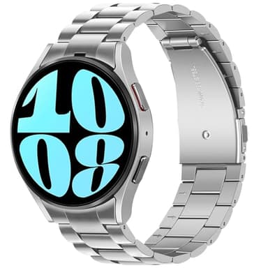 Anlinser No Gap Bands Compatible with Samsung Galaxy Watch 7/6/5/4/FE Band 44mm 40mm/Watch 6 Classic Band 47mm 43mm/Watch 5 Pro 45mm/Watch 4 Classic, 20mm Metal Strap for Women Men, Silver - Image 1