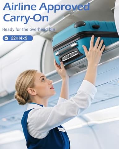 Coolife Luggage Suitcase Carry-on Hardside Travel Luggage TSA Lock Spinner Telescopic Handle - Image 3