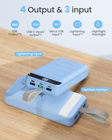 Morfec 50000mAh Portable Charger Power Bank 22.5W Battery Bank Fast Charging USB C Quick Charge with 4 Outputs & 3 Inputs LED Display Huge Capacity External Battery Pack for iPhone, Samsung, iPad etc - Image 4