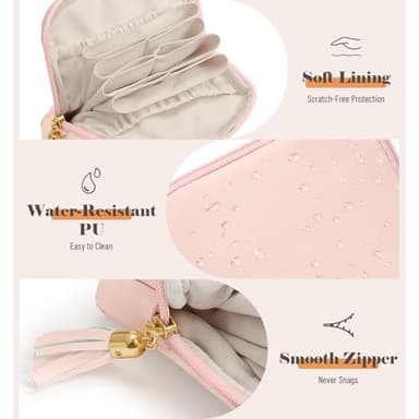 WOOMADA Velvet Travel Jewelry Organizer Case – Compact Jewelry Storage Bag With Zipper For Rings, Bracelets, Earrings – Perfect Travel Gift For Women（Pink） - Image 5