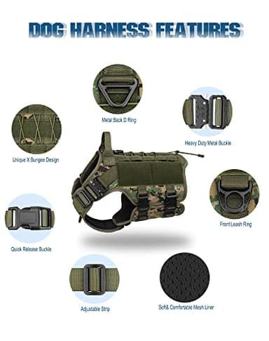 PETNANNY Tactical Service Dog Vest - No-Pull Emotional Support Harness with Hook & Loop Patches & Molle System for Training & Hunting (Woodland Camo, Large) - Image 7