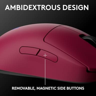 Logitech G PRO 2 Lightspeed Wireless Gaming Mouse, Right- or Left-Handed Mouse with up to 4 Customizable and Switchable Magnetic Side Buttons, 44K DPI Sensor, USB-C Charging, for PC/Mac - Magenta - Image 2