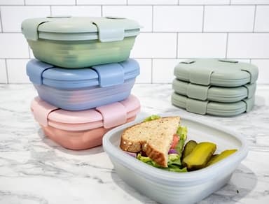 STOJO Collapsible Sandwich Box – 24oz, Reusable Food Storage Container, Silicone Bowl for Hot/Cold Food – Meal Prep, Lunch, Camping, Hiking – Dishwasher Safe (Set of 1, Lilac Purple) - Image 3