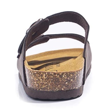 FITORY Mens Sandals, Arch Support Slides with Adjustable Buckle Straps and Cork Footbed Brown Size 7 - Image 3