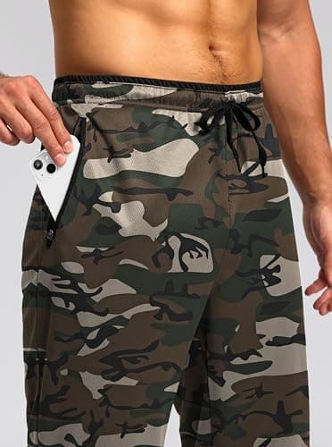G Gradual Men's Sweatpants Mesh Lightweight with Zip Pockets Breathable Quick Dry Athletic Pants for Workout Running (Green Camo, Small) - Image 5