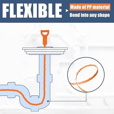 35.5inch Drain Clog Remover(1pcs), 25inch Drain Snake Hair Remover(6pcs) ＆ Cleaning Brush(2pcs), Hair Catcher Drain Auger Cleaner Tool Set For Toilet, Kitchen Sink, Bathroom Tub, Sewer, 9 Pack - Image 5