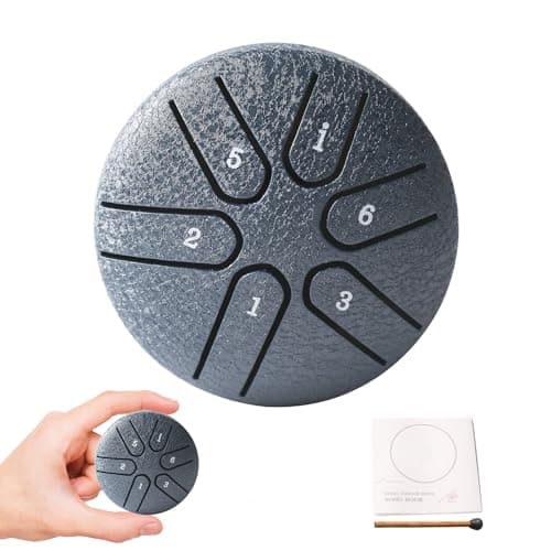 INGPARTNER Steel Tongue Drum Tundrum 3 Inch 6 Notes Hand Drum Rain Drum with Handpan Drum Mallets, Music Book, Sound Instrument for Musical Education Entertainment Yoga Chakra (Sword Shape) (Navy Blue - Image 1