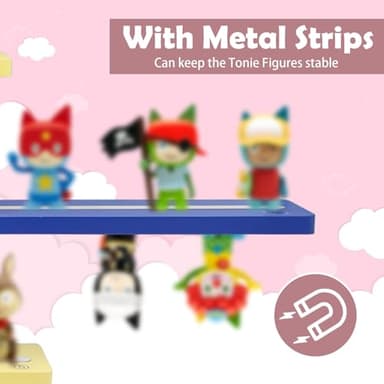 Taladad for Tonie Shelf,Tonies Storage for Creative Tonies Magnetic Wall Shelf for Tonie Figures,12-35 Characters,Wooden Hanging Shelf for Kids (Colorful) - Image 4