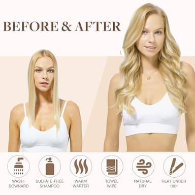 GOO GOO Sew in Hair Extensions Real Human Hair, Weft Hair Extensions Human Hair, 18D/22F Dirty Blonde Highlights 22inch 110g, Weft Bundles Straight Silky Remy Hair - Image 8